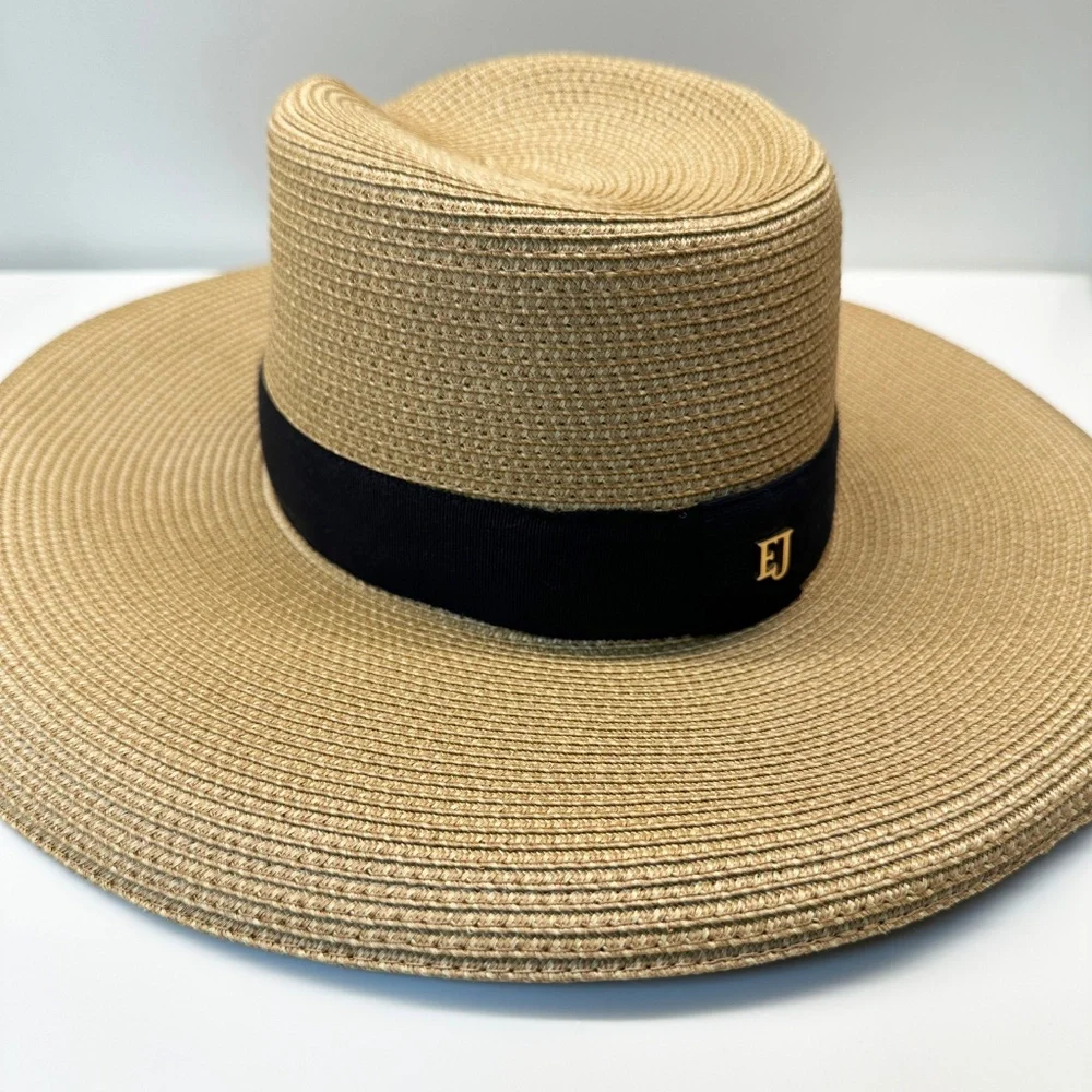 Eric Javits Wide-Brim Straw Hat with Black Band - Picture 4 of 8